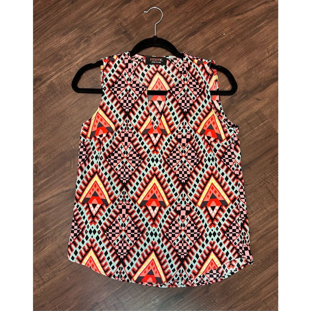 Renee C Geometric Blouse, Sz Small